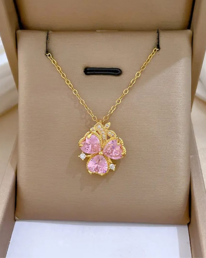 Pink Clover Pendant Necklace