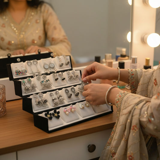 Premium Jhumki Earrings Collection with Organizer Box – Trendy Traditional Earrings Set for Women & Girls