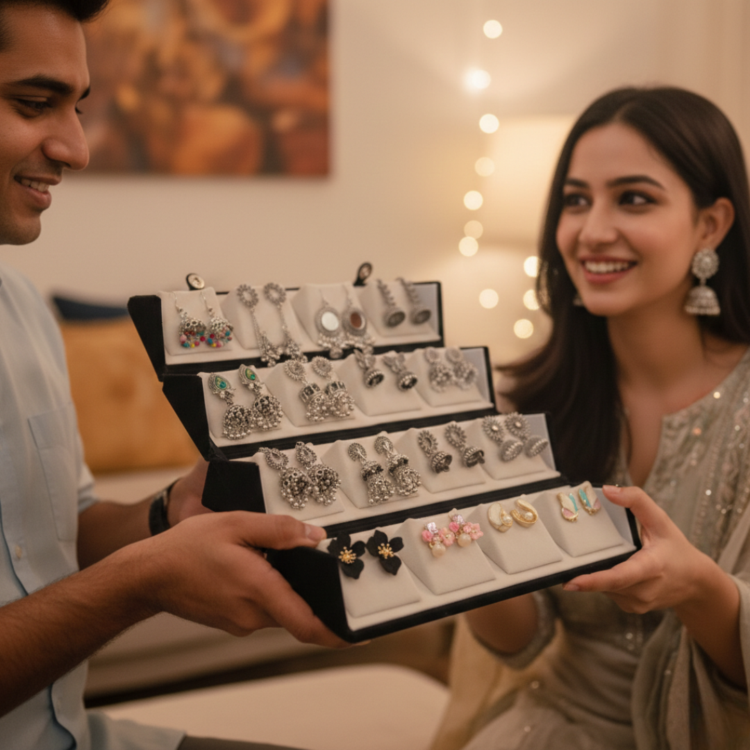 Premium Jhumki Earrings Collection with Organizer Box – Trendy Traditional Earrings Set for Women & Girls