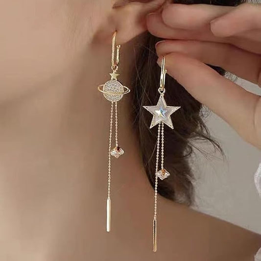 Multicolor Star Moon Dangle Earrings Jewelry Gift For Girls