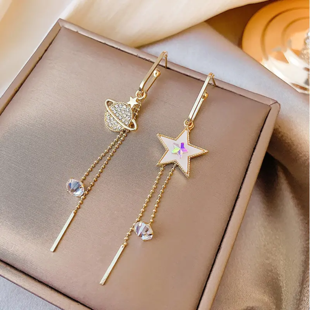 Multicolor Star Moon Dangle Earrings Jewelry Gift For Girls