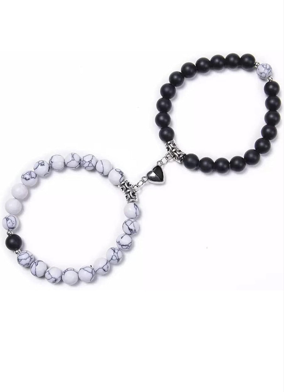 Black White Adjustable Multi Style Bracelet Sets With Bead For Unisex