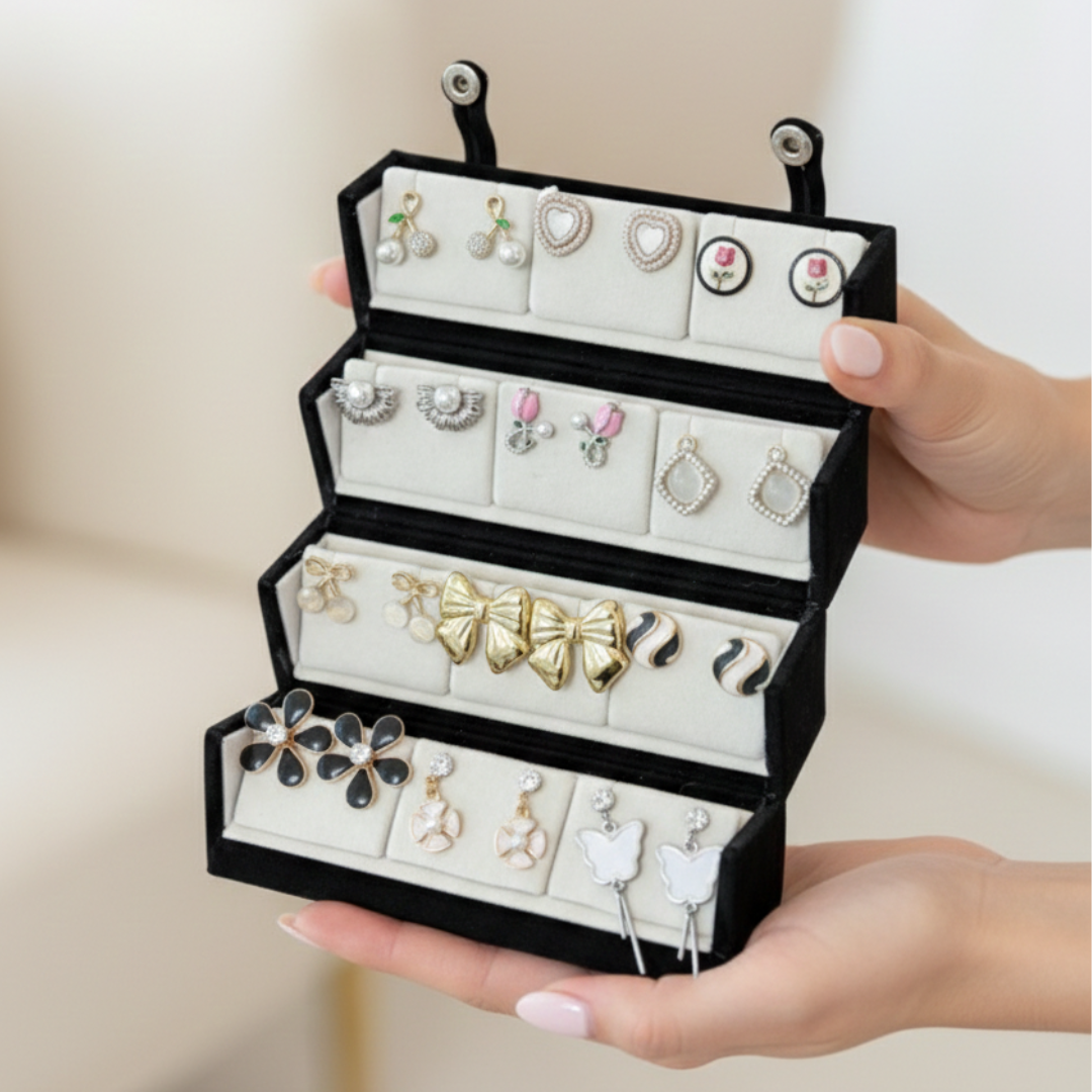 Earrings Combo Set with Jewellery Organizer Box – Multi Style Jhumki & Earrings Collection for Women & Girls