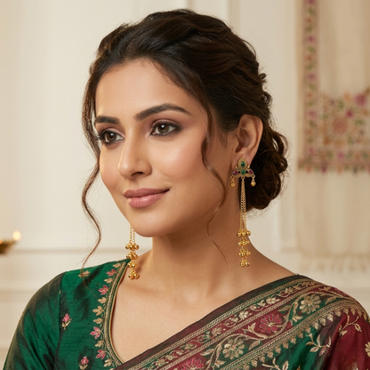 Elegant Kashmiri Jhumka & Gold Bangle Set