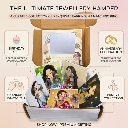 Jewellery Hamper Gift Set – 5 Earrings & 1 Ring Combo for Women