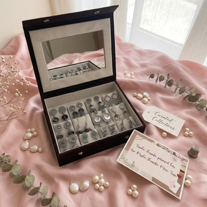 Premium Jewelry Organizer Box with Oxidized Earrings Set – Elegant Gift Collection for Women