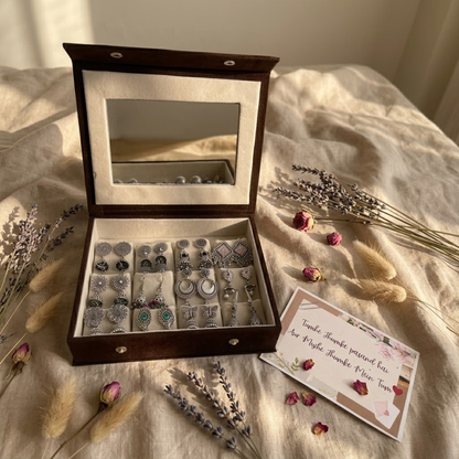Premium Jewelry Organizer Box with Oxidized Earrings Set – Elegant Gift Collection for Women