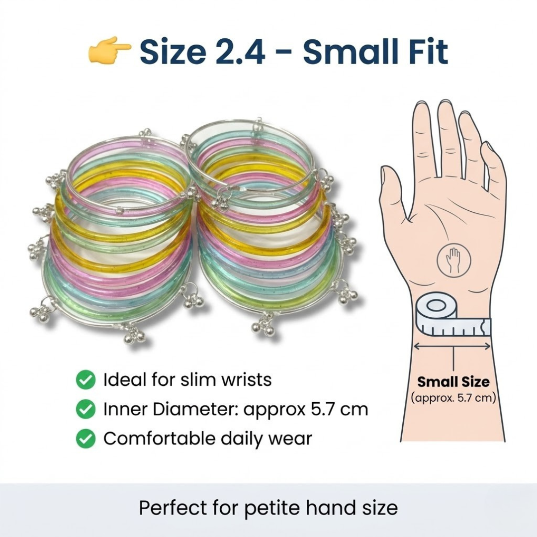 Multicolor Jelly Bangles & Silver Kashmiri Charm Bangles Set – 12 Pieces