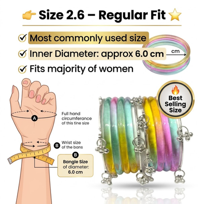 Multicolor Jelly Bangles & Silver Kashmiri Charm Bangles Set – 12 Pieces