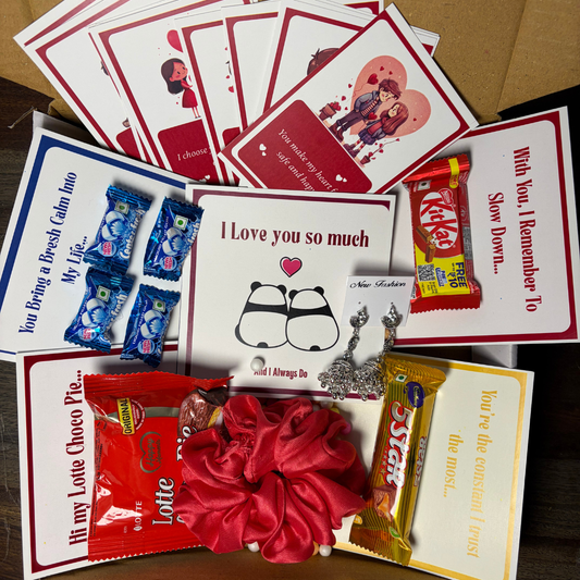 Romantic Gift Hamper for Girlfriend | Cute Message Cards, Chocolates & Accessories