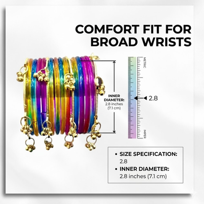 Multicolor Jelly Bangles Set for Women & Girls – 8 Plain Bangles with 4 Kashmiri Ghungroo Bangles