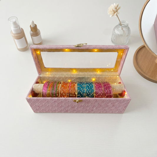 LED Bangle Storage Box with Multicolor Bangles Set – Premium Jewelry Organizer Case with Light, Wedding & Festive Gift Combo for Women