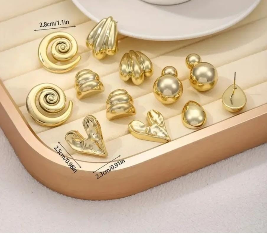 Golden Stud Earrings Set For Women & Girls