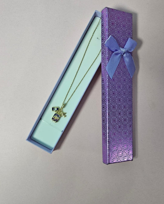 Gold-Tone Pendant Necklace With Crystal Travel Suitcase, Aeroplane & Camera Charms & Gift Box