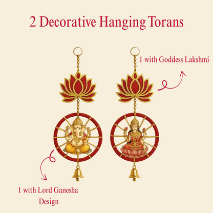 Ganesh & Lakshmi Decorative Wall Hanging Toran | Lotus Design Home Decor