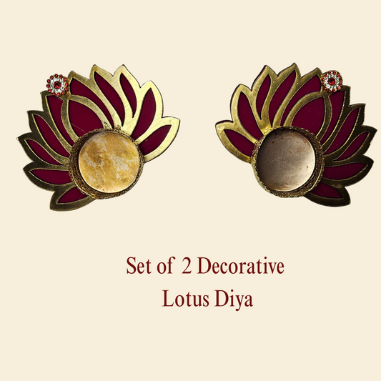Lotus Design Decorative Diya Set for Home & Festive Decoration (Set of 2/4/6/10)