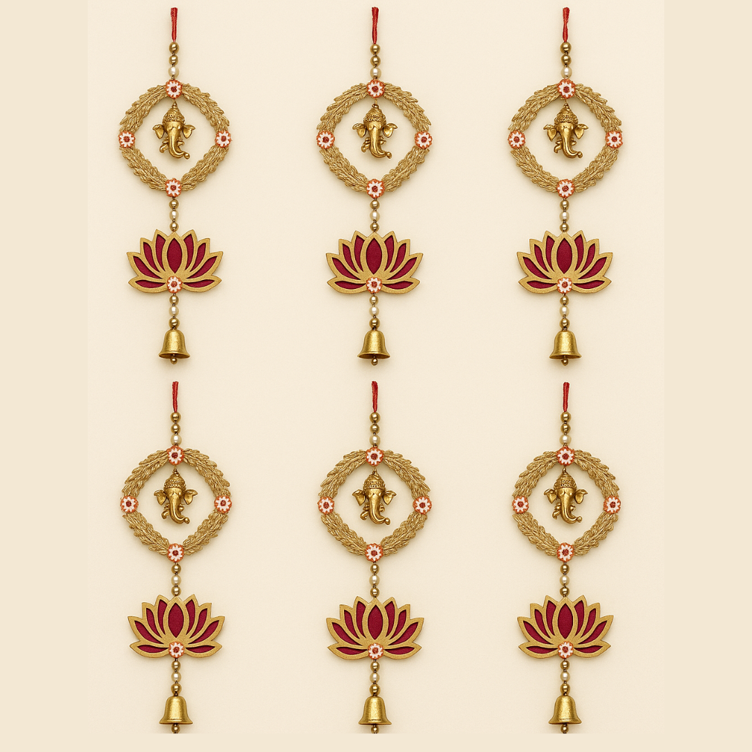 Ganesh Lotus Wall Hanging – Traditional Door & Pooja Decor | Available in Sets of 2, 4, 6, 8 & 10