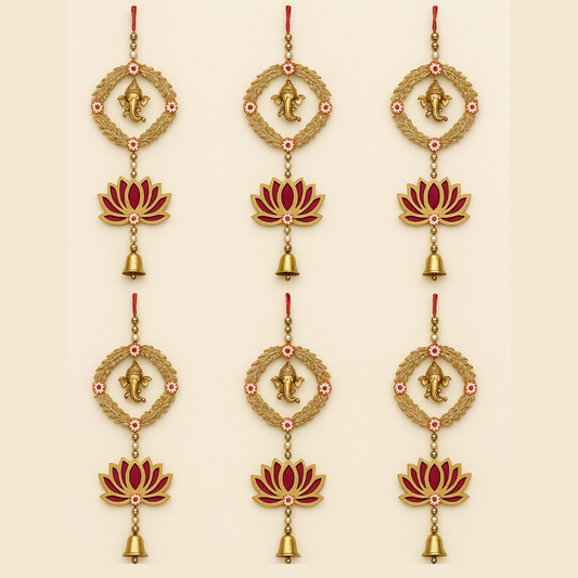 Ganesh Lotus Wall Hanging – Traditional Door & Pooja Decor | Available in Sets of 2, 4, 6, 8 & 10