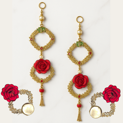 Elegant Red Rose and Gold Toran Set with Matching Rings – Festive & Wedding Decor