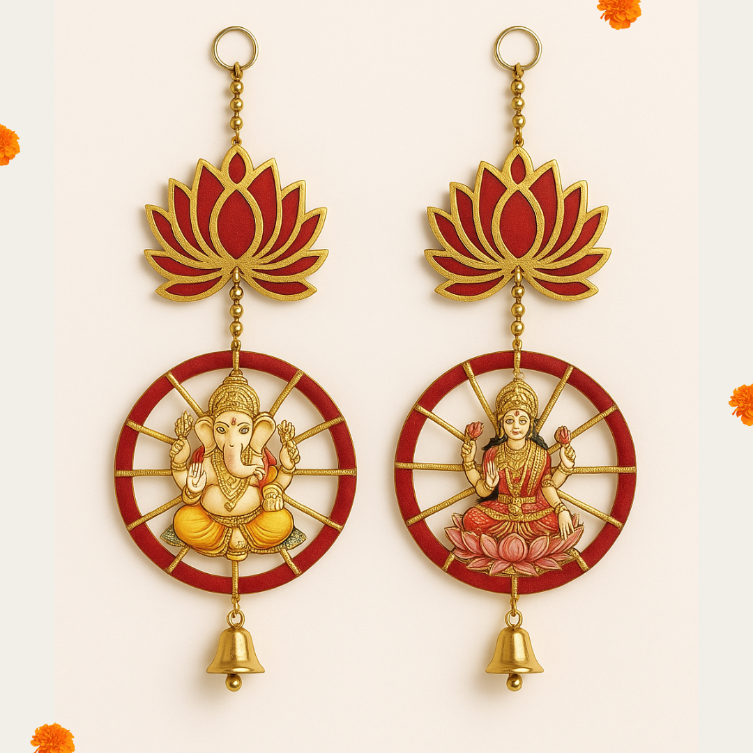 Ganesh & Lakshmi Decorative Wall Hanging Toran | Lotus Design Home Decor