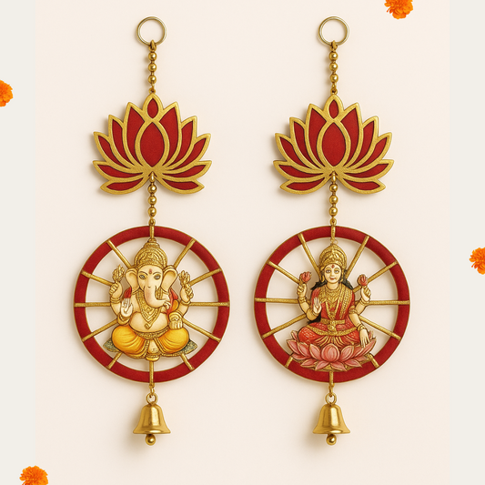 Ganesh & Lakshmi Decorative Wall Hanging Toran | Lotus Design Home Decor