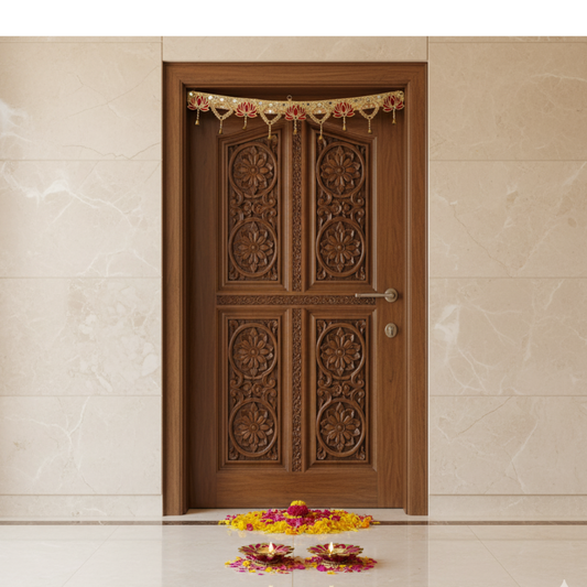 Diwali Toran with Ganesh Bandhanwar & Set of 2 Lotus Diya Holders