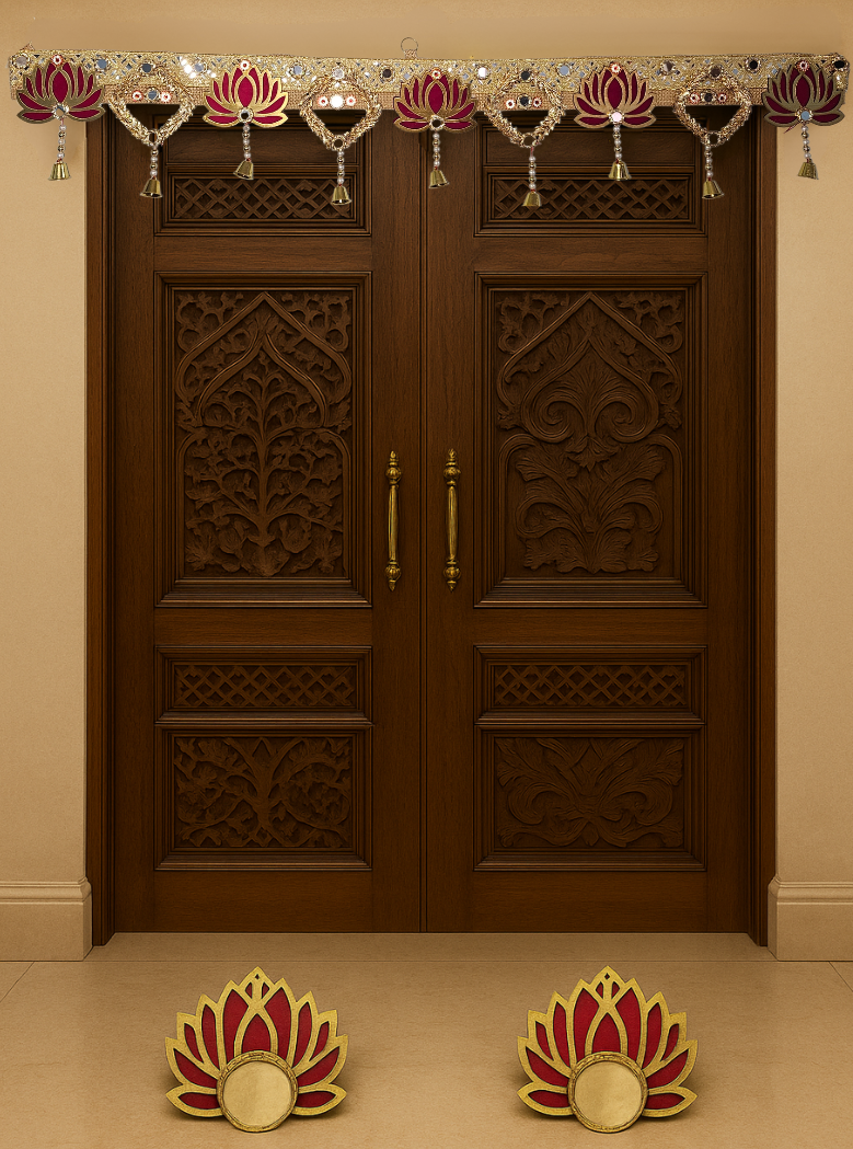 Lotus Design Decorative Toran with Matching Diya Set – Perfect for Festive & Home Décor