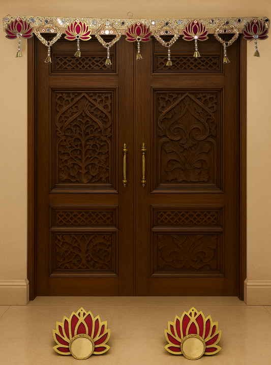 Lotus Design Decorative Toran with Matching Diya Set – Perfect for Festive & Home Décor