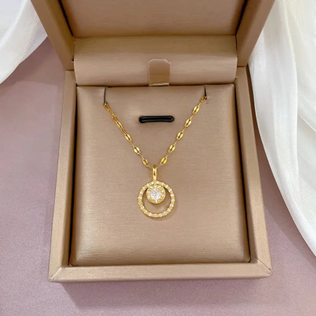 Golden Stud Pendant Necklace For Womens