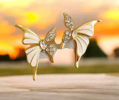 Golden Delicate Butterfly Crystal Earrings