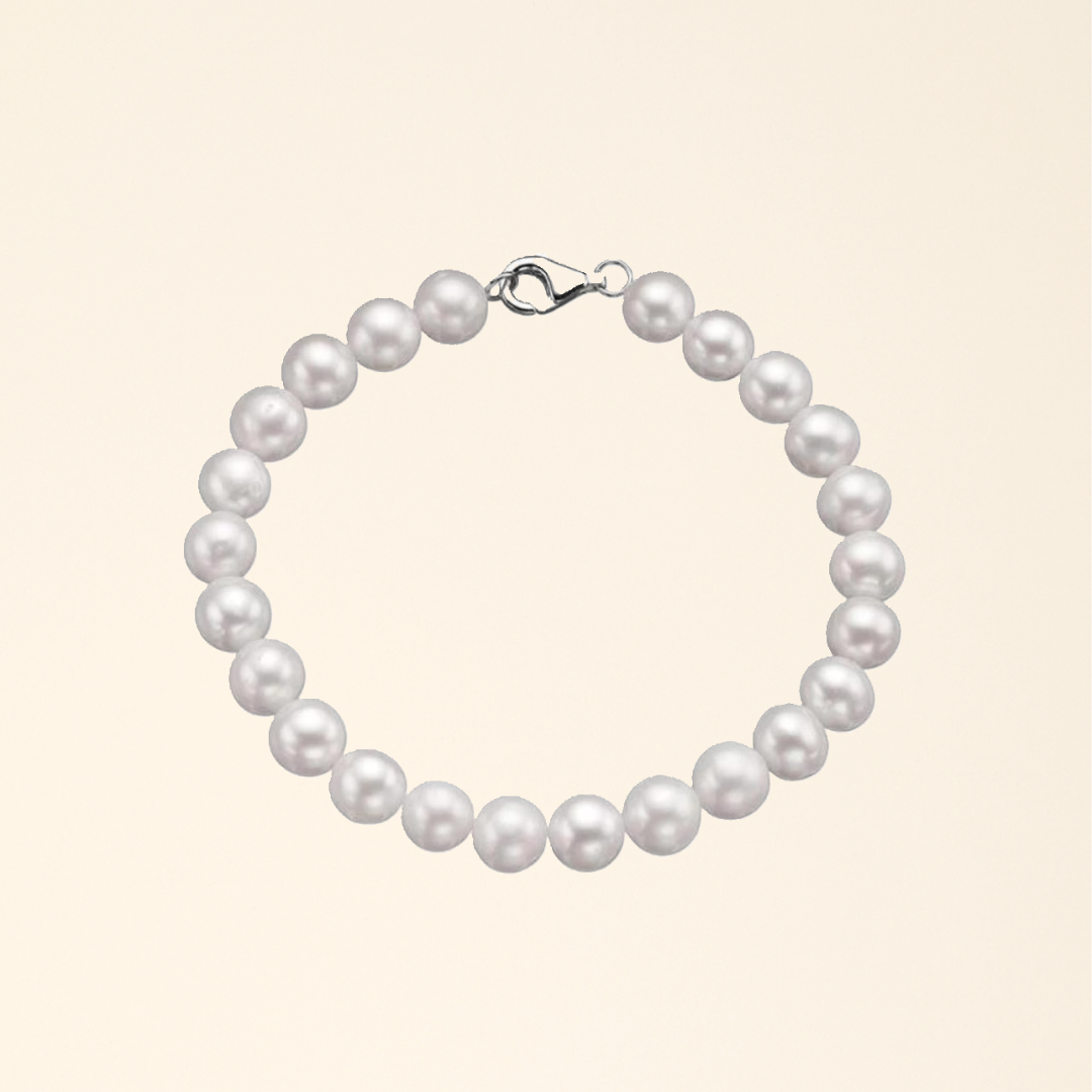 White Faux Pearl Bracelet With Lobster Clasp (Timeless Classic)