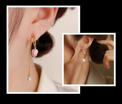 Multicolor Elegant Pearl & Rhinestone Drop Earrings (2 Pairs)