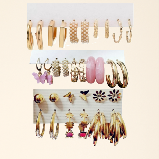 Multicolor Trendy Studs, Hoops & Drops Earrings Set For Women & Girls (Set Of 16)