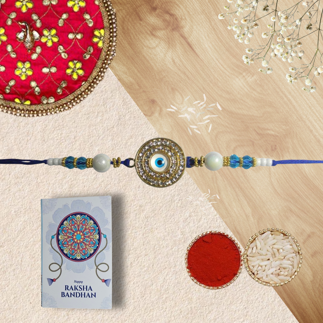 Evil Eye Rakhi with Raksha Bandhan Card  Roli Chawal
