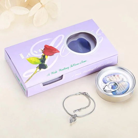 Wish Pearl Bracelet set with Stainless Steel Snake Bracelet Gift Set For Women & Girls