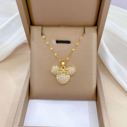 Golden Mickey Mouse Pendant Necklace