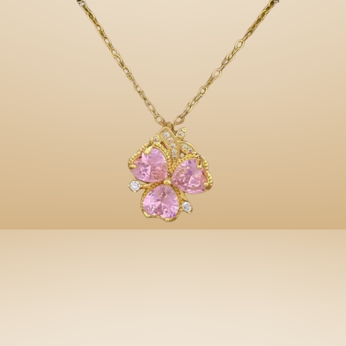 Pink Clover Pendant Necklace