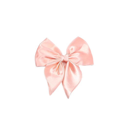 Peach Satin Hair Bow – Soft Pastel Hair Accessory
