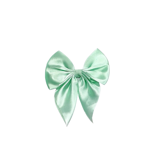 Mint Green Satin Hair Bow – Elegant Soft Finish Accessory